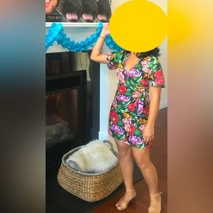 zara floral mini wrap dress
